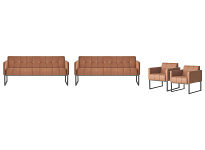 Darba istabas komplekts, 4 gab. 2 divvietīgi dīvāni, 2 krēsli, brūni, vienkrāsains, dzīvojamā istaba