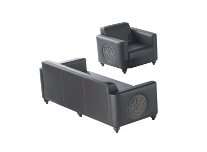 Darba telpas komplekts 2 gab. 3-vietīgs krēsls Melns Vienkrāsains Moderns dizains