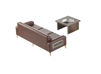 Darba telpas komplekts 2 gab. 3-vietīgs ar kafijas galdinu brūnā krāsā, vienkrāsains dzīvojamais istabas komplekts.