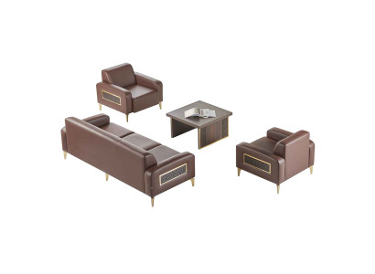 Darba istabas komplekts 4 gab. 3-vietīga dīvāns, 2 krēsli, galds Brūns dzīvojamā istaba