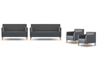 Darba istabas komplekts 4 gab. 3-vietīgs, 2-vietīgs, 2 dīvāni Melns Dzīvojamā istaba