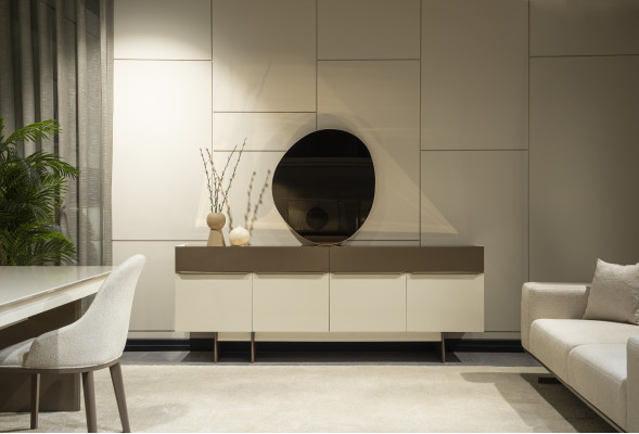 Brūni-beža virtuves skapītis dizainera ēdamistabas mēbeles luksusa komoda