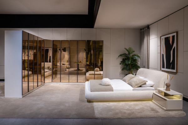 Dizainera Balta skapis forma L Skapī Luxurious Glass Cabinet