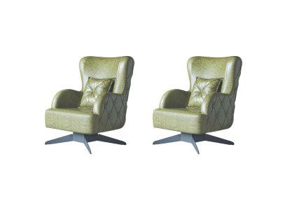 Chesterfield komplekts krēsls zaļš apdare klasiski nerūsējošā tērauda kājiņas ādas spilveni