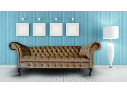 Chesterfield Sofa Knock Designer Sofa Sofu Komplekts Ar Auduma Apgaismojumu.