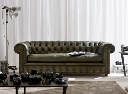 Chesterfield Dīvāns Ar Gelžu Garnitūru 3-Vietīgs Dīvāns Klasiskā Stila Richmond