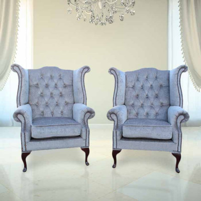 Chesterfield Vienkāršs krēsls Dīvāns Dīvāns Materiāls Sēdeklis Lounge Zilprāts Atpūta