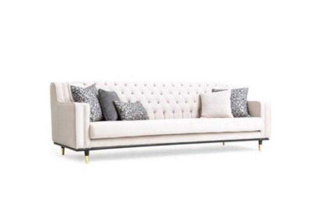 Klasiskais Chesterfield divguļama mēbeļu dīvāns ar 3 sēdvietām, krāsa beige.