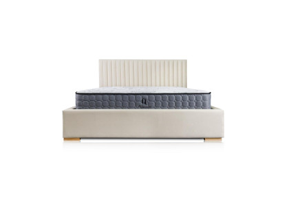 Gulta Beža Divguļamā gulta Koks Moderna Eleganta gulta Apgaldi Audums Guļamistaba Jauna