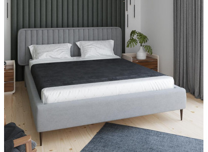 Gulta Pelēka Divguļamā gulta Guļamistaba Koks Mēbeļu dizains Elegants apdares audums Jaunumi