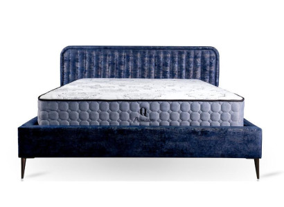 Gulta Zila Divguļamā gulta guļamistaba koka mēbeles dizains elegantā apdare audums jauns