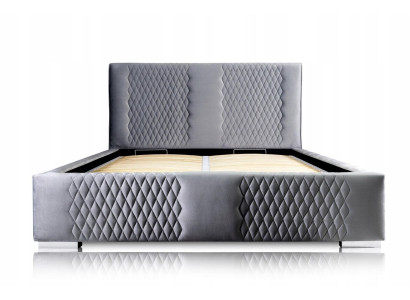 Gulta Pelēka Divgultas Moderns Elegants Gulta Polsterstofs Moderns Jauns