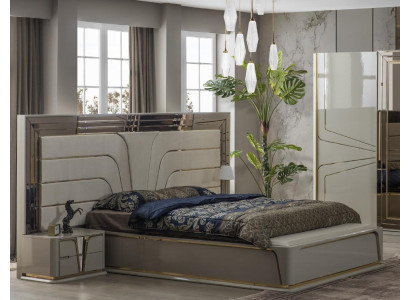 Gultas istaba komplekts divguļama gulta luksusa gulta Moderna beige komplekts 3 gabali Jauns