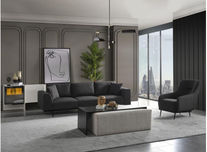 Sofa komplekts 4 sēdvietas 4 vietas dīvāns krēsls komplekts audums moderns pelēks