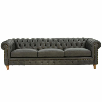 Dizaina ādas dīvāns - Chesterfield mīkstais trijosējs 240 cm jauns