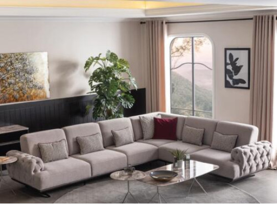 Stūra dīvāns 2x galds stumbrs komplekts galds dzīvojamās istabas zonā formā mēbeles.