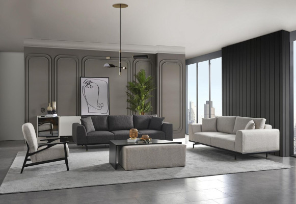 Sofas komplekts 431 Caurules galds ar guļamvietu Dzīvojamais istabas dizains jauns 5 dalās