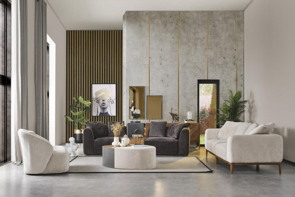 Sofas komplekts 431 divvietīga dīvāns galdiņš dzīvojamā istaba dizainers grupa 4 gab.