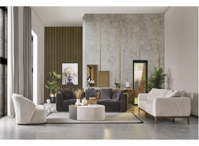 Sofas komplekts 431 divvietīga dīvāns galdiņš dzīvojamā istaba dizainers grupa 4 gab.