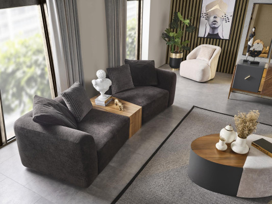 Sofas komplekts 431 divvietīga dīvāns galdiņš dzīvojamā istaba dizainers grupa 4 gab.