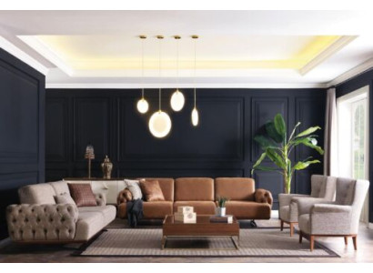 Sofas komplekts 4 gab. Komplekts Dīvāns Dīvāns mēbeles Garnitūra dizains Chesterfield