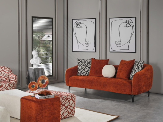 Sofa kompilacija 431Sitzer 3x pufu komplekts dizaina kanapē polster Moderns 6 gab.