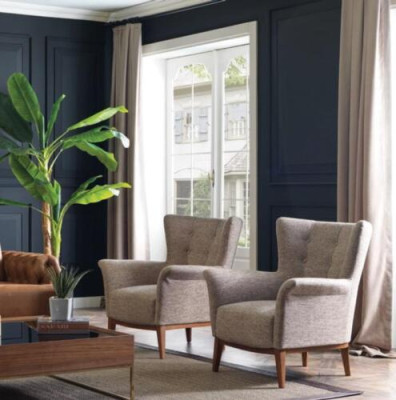 Chesterfield krēsls dīvāns polsteris luksuss koks ar tekstila stila moderno lounge