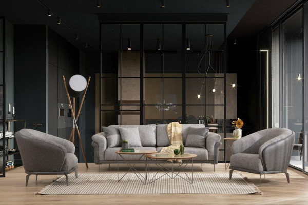 Krēsls viensējai Luxus 1 sēdeklis Polster Sitz Design Pelēks Sitz Stoff Neu