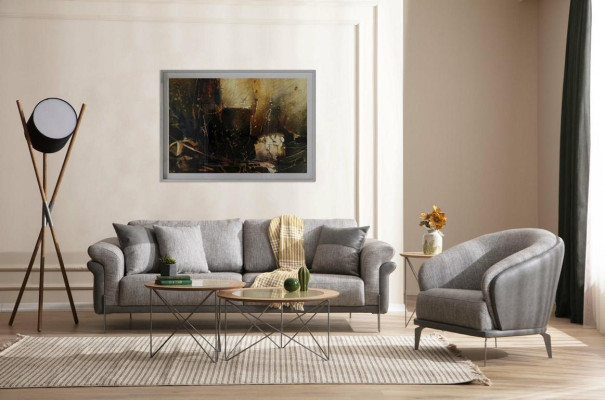 Krēsls viensējai Luxus 1 sēdeklis Polster Sitz Design Pelēks Sitz Stoff Neu