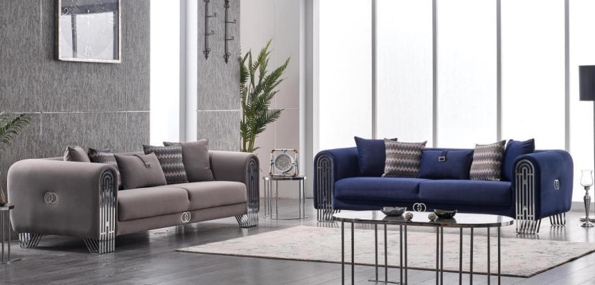Sofasets ar 3 sēdvietām luksusa auduma komplekts 3 daļās Polster sofa Tekstilis Mēbeles
