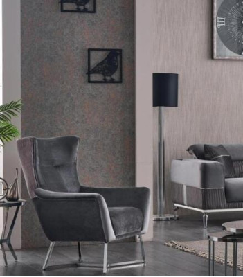 Luksusa dīvāngarnitūra 3-vietīgs dzīvojamais istabas komplekts Pelēka dīvāns Tekstils Mēbeles Jauns