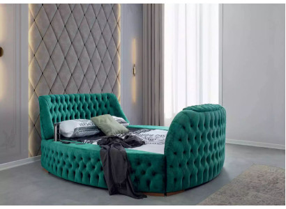 Chesterfield gulta Mēbeles divguļamie zaļie apaļi gultas Lux jumts ar Liftu