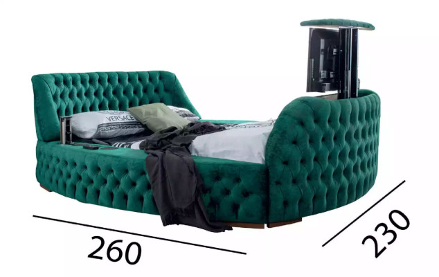 Chesterfield gulta Mēbeles divguļamie zaļie apaļi gultas Lux jumts ar Liftu