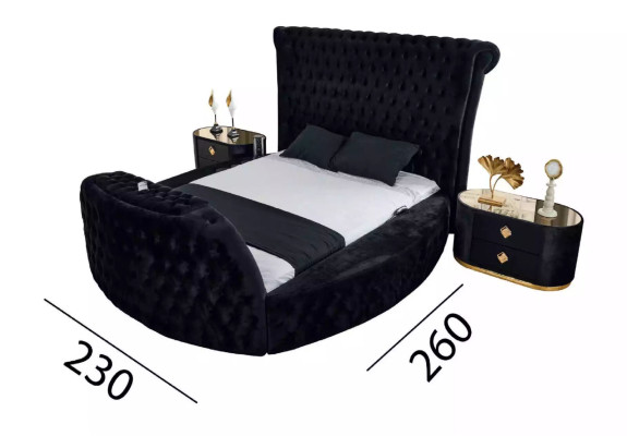 Gultas melnās Chesterfield modernā viesnīcas divvietīgas gultas modernā polsterēta gulta