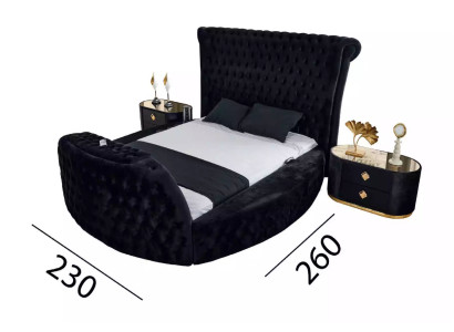 Gultas melnās Chesterfield modernā viesnīcas divvietīgas gultas modernā polsterēta gulta