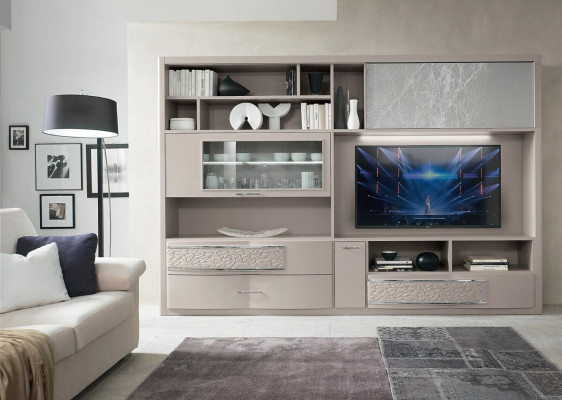 Sienas skapis Sideboard dzīvojamā istaba TV komoda koka dizains moderns beige