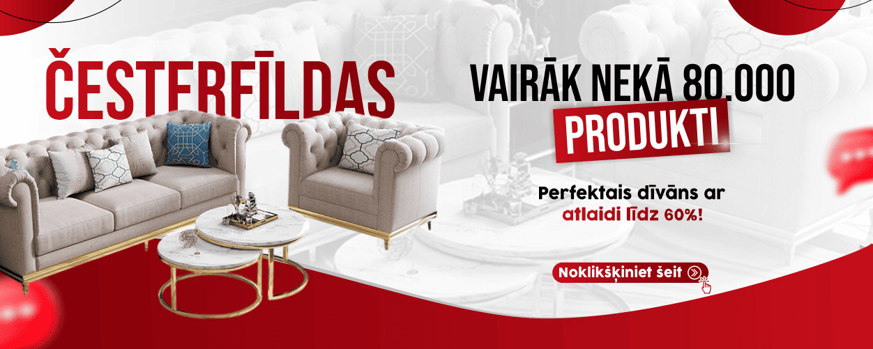 Eleganti Česterfīlda mēbeles augstā kvalitātē
