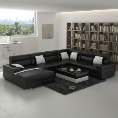 Ādas dīvāns Dīvāna dzīvojamo zonu stūra dīvāns Stūra komplekts Moderns dizains Sofa F3016 jauns
