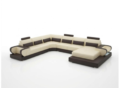 Ādas dīvāns Dīvāns Dzīvojamā istaba Stūra dīvāns Stūra komplekts Moderns dizains G8003