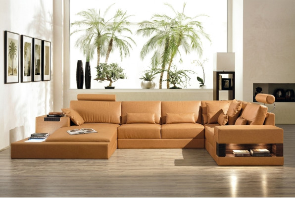Liela XXL ādas sofa dīvāns gults stūra mīkstajos mēbelēs lounger komplekts U formā grīdas zonā