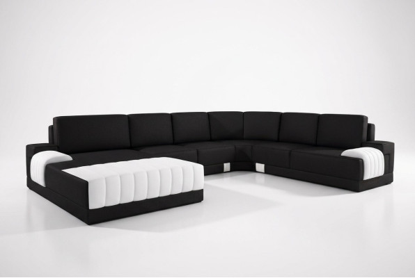 Polsterēts ādas dīvāns Sofa Couch Polster Eck Sitz Garnitur U Form XXL Big