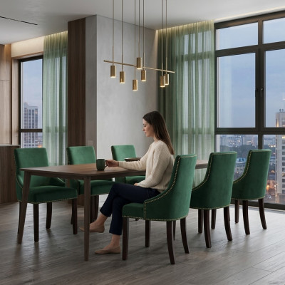 6x Dizaina polsterēti krēsli Moderns sešu komplekts ar atbalstu Living Room Club Set - 6 reizes.