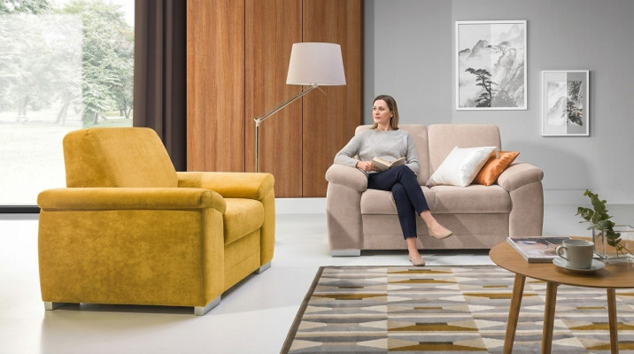 Dizaina 2-vietīgas atpūtas dīvāns Kluba atpūtas sofa Tekstila apdare Dīvāns auduma dīvānā.