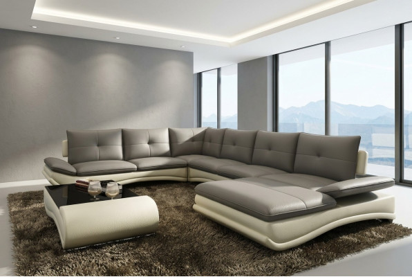 Ādas dīvāns XXL U formas dzīvojamā istaba Dīvāns Sofa Big Leather Sofa Sofas