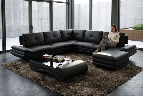 Sofa galds dizains Dzīvojamā istaba Stikls Āda Dīvāns Sofa Galds Kafija Palīgzinātājs