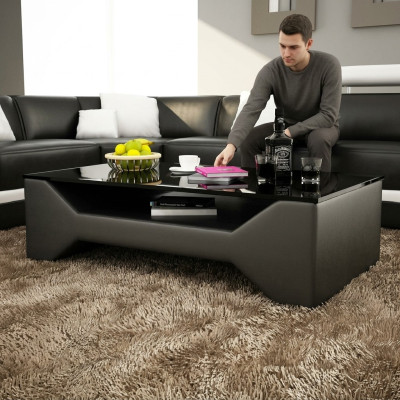 Sofas galds Dizaina galds Dzīvojamā istaba Stikls Āda Sofa Pielikums Kafijas dīvāns