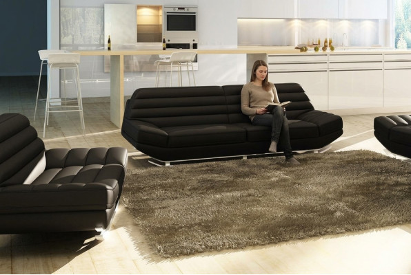 Dizainera mēbeles Dīvāns Koka 3-vietīgs Polster Sofas Dzīvojamā istaba Dīvāns
