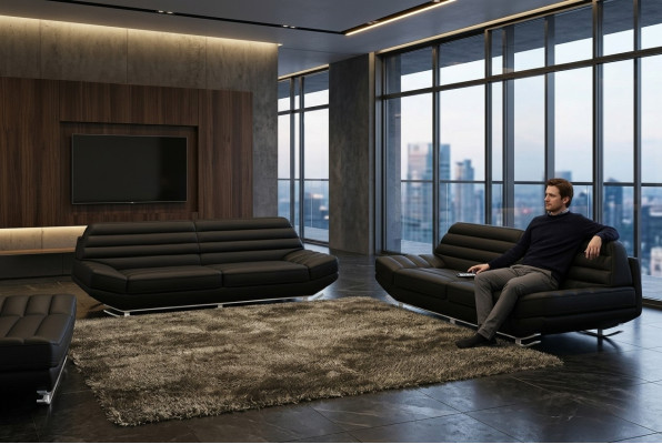 Sofas komplekts Design Couch 3+2 Polster Sofa Ādas dzīvojamā istabas komplekti