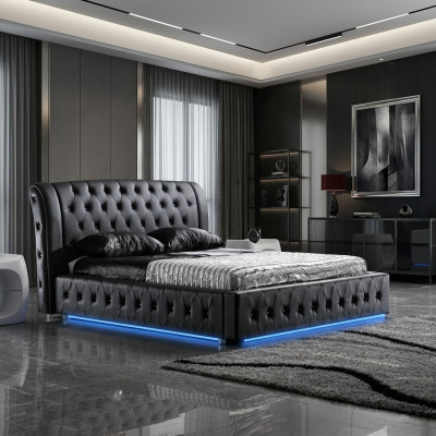 Mūsdienīgs viesnīcas dizains Gulta XXL gultas Luišezelis Luxury Double Leather Chesterfield