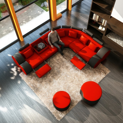 XXL Multifunkcionāls ādas dīvāns Dīvāns Big Sofa Polster Corner Sofa Dekors Moderns